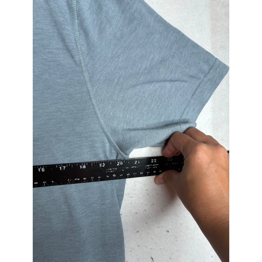 The North Face FlashDry Henley Shirt Mens Large Blue Gray‎ Short Sleeve Outdoor
